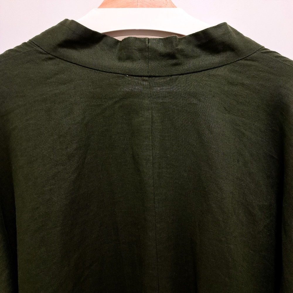 Eileen Fisher High Collar Linen Long Jacket with Belt Size 1X - Picture 9 of 11